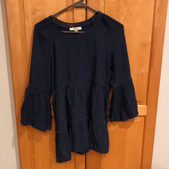 Spense Tops - Navy Blouse